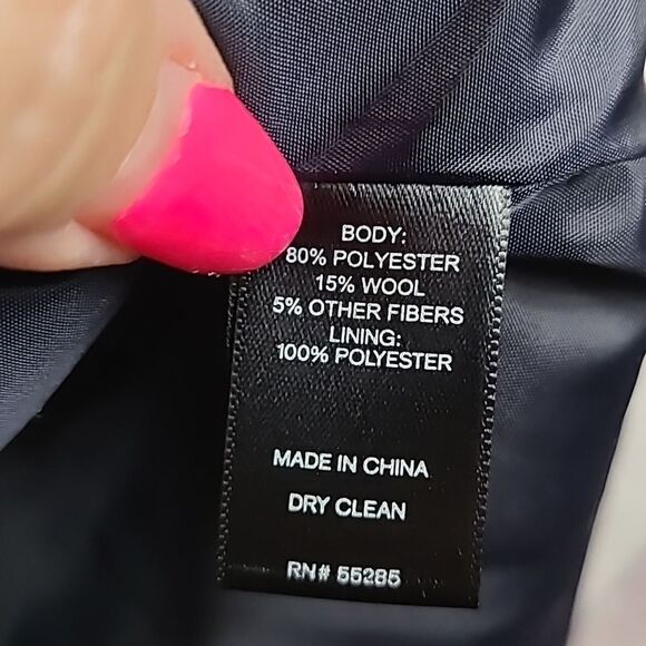 Express Black Wool Peacoat Double Breasted Classic Overcoat Heavy Winter Coat - Picture 10 of 11